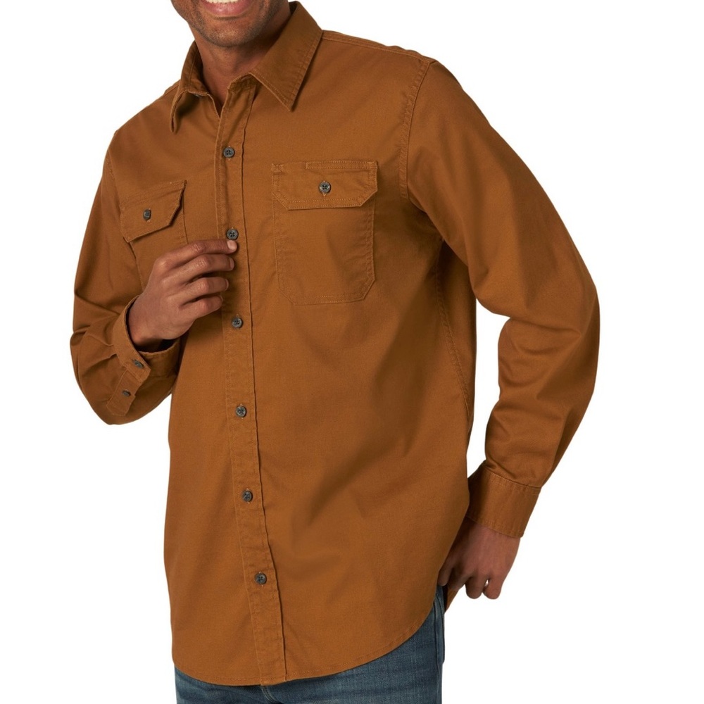 New Wrangler Men's Long Sleeve Solid Twill Shirt size XXL